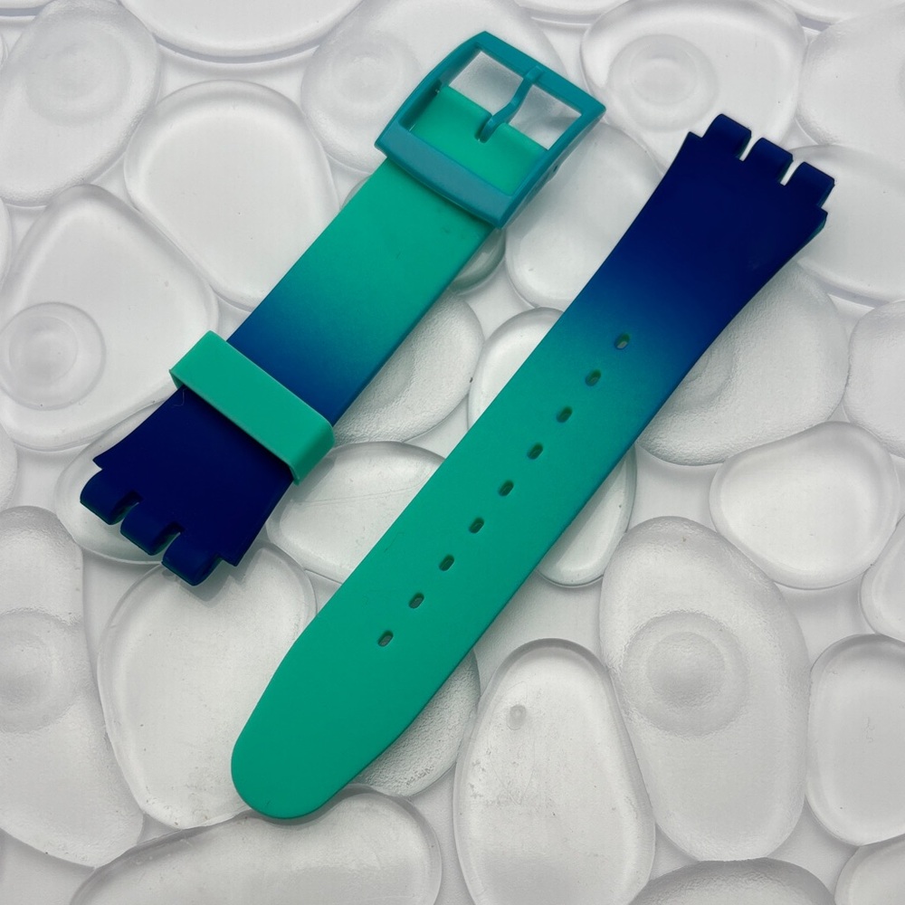 Blue and Aqua Watch Band (Strap Only) - fits Swatch New Gent model